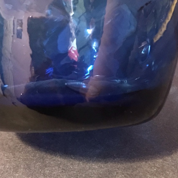 Cobalt Blue Art Glass Round Ruffled Handkerchief Style Small Bud Vase - Picture 7 of 8